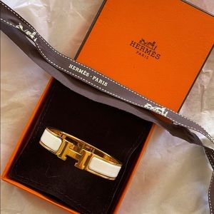 Hermes White Clic Clac bracelet PM